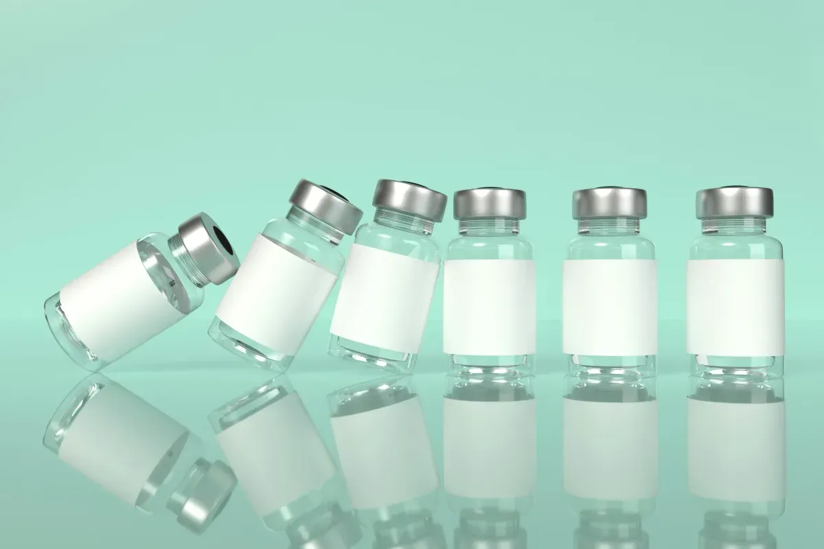 Sterile medication vials prepared for peptide therapy at Moon Valley Med Spa